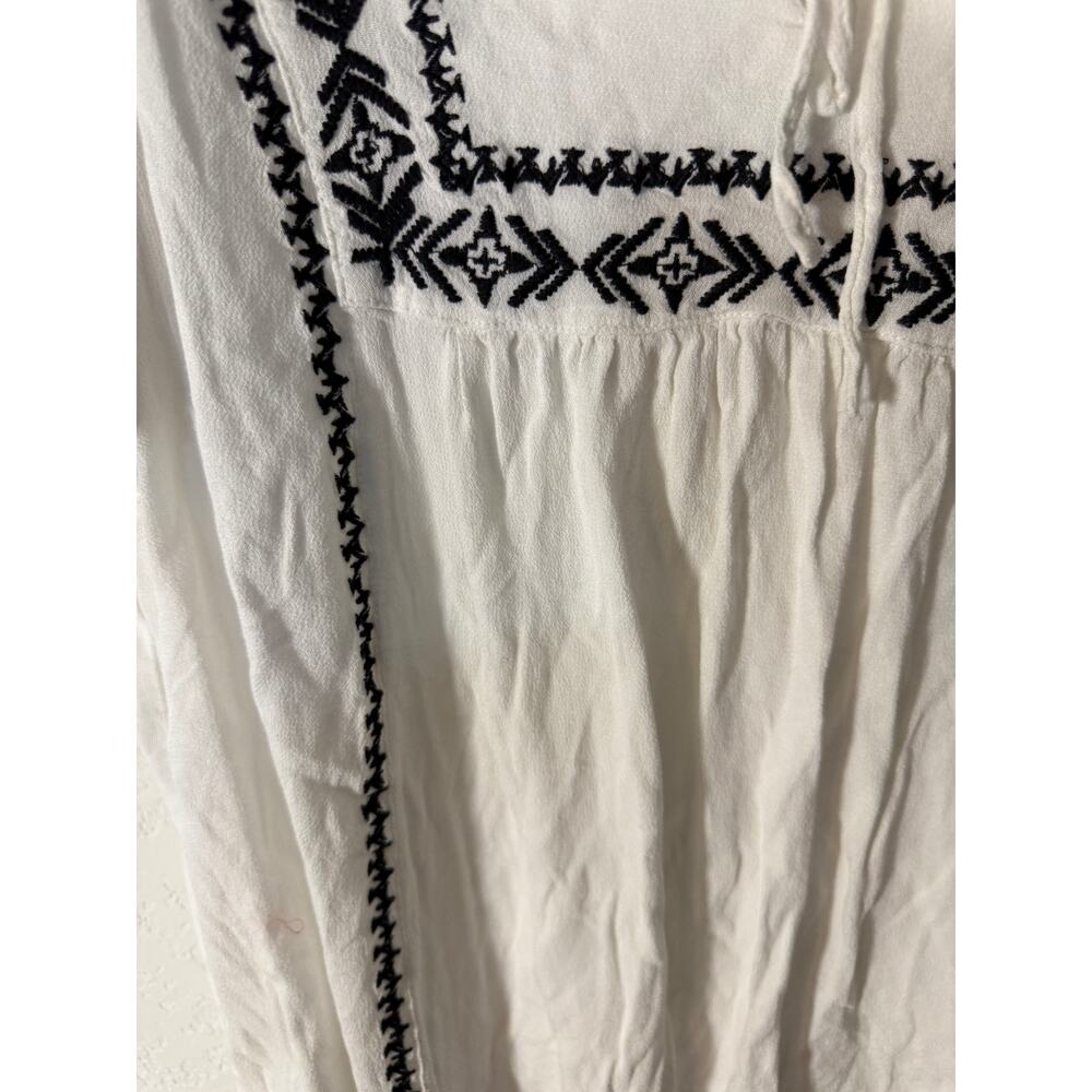 Style & Co White Embroidered Boho Tie Front Top Scalloped Sleeves XXL - Picture 9 of 11